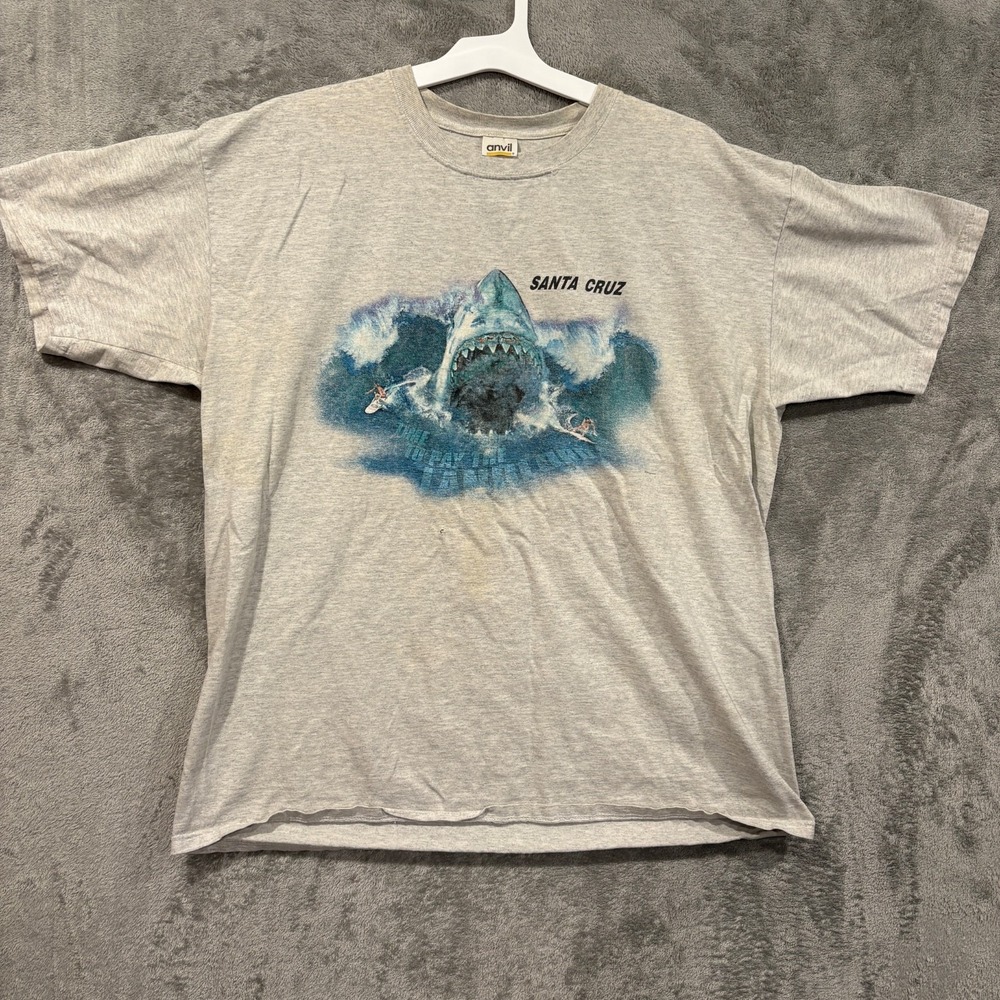 Vintage Anvil Time To Pay The Landlord Santa Cruz Shark Shirt XL